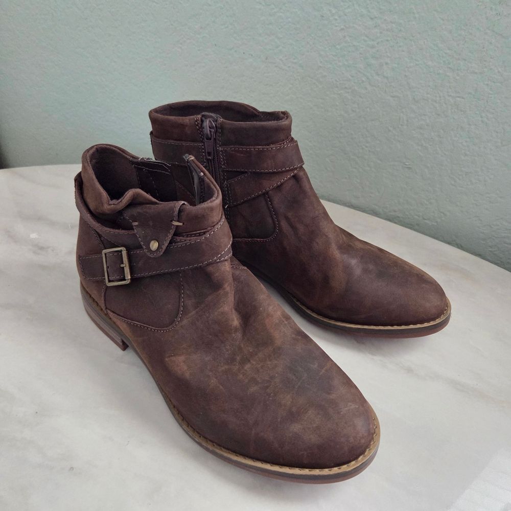 Clarks Brown Ankle Booties with Buckle